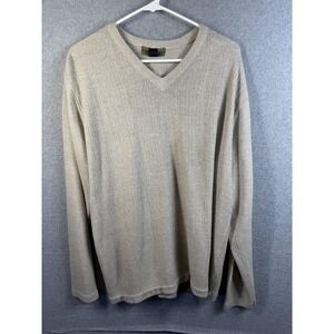 Axist Sweater Mens XL Beige V Neck Pullover Knit Acrylic Long Sleeve Casual